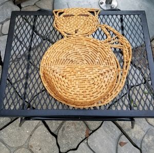 Vtg boho wicker cat mail holder